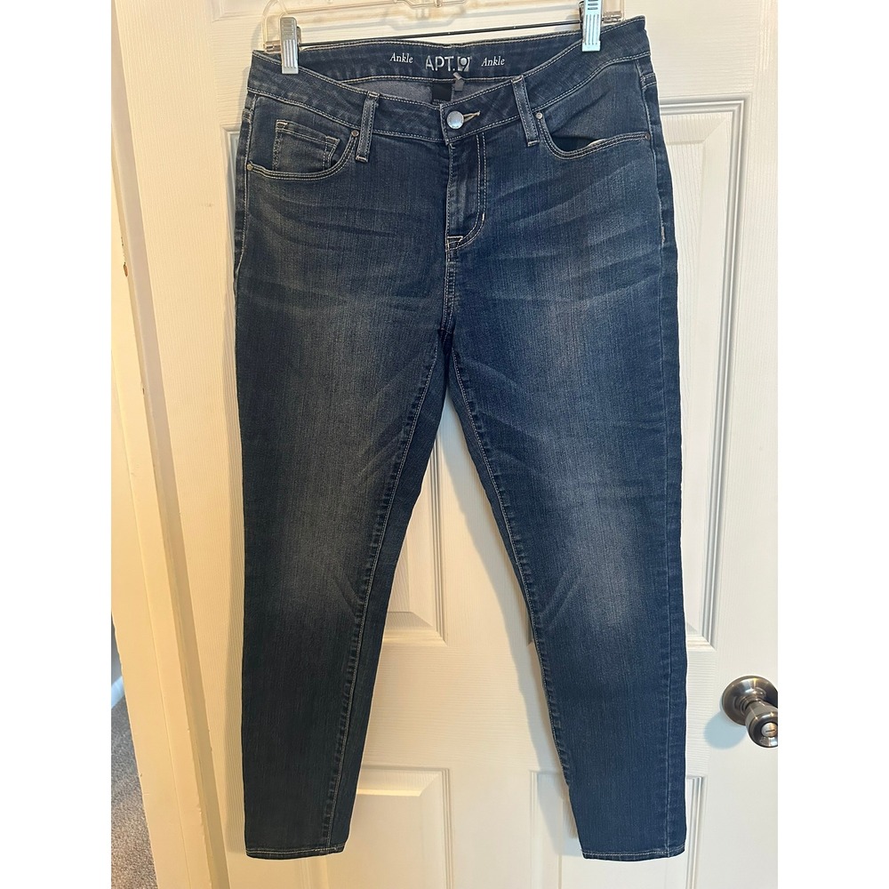 Apt 9 Womens Skinny Ankle Jeans Medium Wash Mid Rise Stretch Sz 10